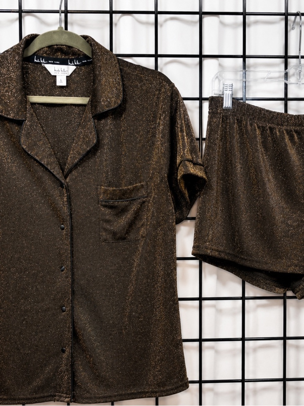 Nicole Miller Metallic Bronze Short Pajama Set